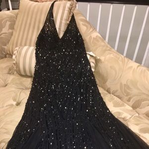 BRAND NWT BLACK HALTER GOWN